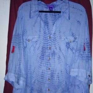 Plus size 4x Blue 3/4 sleeve blouse